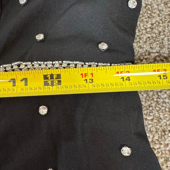 Mac Duggal NWT Size 8 Black Maxi 67874 Jeweled Plunge V Neck Long Sleeve Gown - Picture 14 of 16